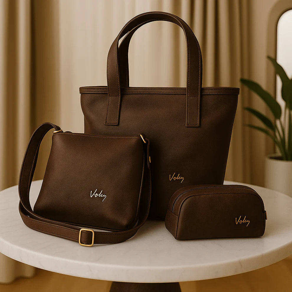 😍Bolso en Cuero Dacota + Carriel y Cosmetiquera GRATIS🎁