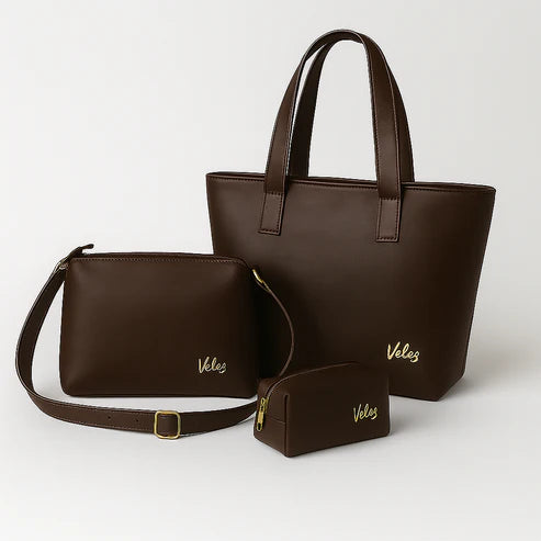 Trio en Cuero Vélеz😍Bolso Dacota + Carriel y Cosmetiquera GRATIS🎁