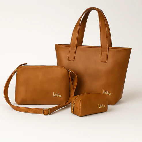 Trio en Cuero Vélеz😍Bolso Dacota + Carriel y Cosmetiquera GRATIS🎁