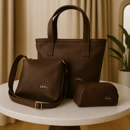 😍Bolso en Cuero Dacota + Carriel y Cosmetiquera GRATIS🎁