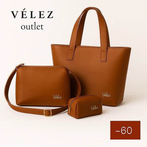 Trio en Cuero Vélеz😍Bolso Dacota + Carriel y Cosmetiquera GRATIS🎁