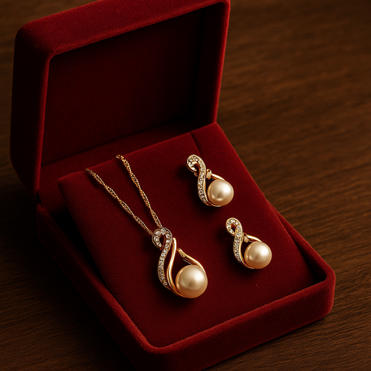 ¡Set de Pendientes y Dije Con Perlas!😍50% de Descuento ¡Solo Hoy!🎁